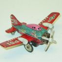 Vintage Japan Tin Litho P.51 Airplane, Friction Toy Plane, Dog Chasing Rabbit Alternate View 1