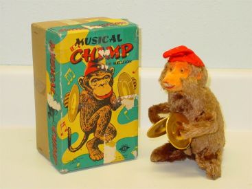 Vintage ALPS Musical Chimp The Band Leader, Wind Up Toy in Original Box, Works Main Image Vintage ALPS Musical Chimp The Band Leader, Wind Up Toy in Original Box, Works Main Image