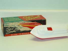 Vintage Plastic Sea Star Toy Boat in Original Box, Chicago Toy Co.