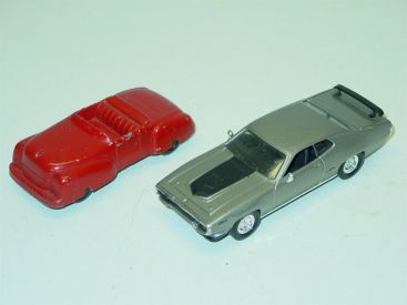 Vintage Aluminum Slik Toys Red Convertible & Daimler Chrysler 1971 Plymouth GTX Main Image
