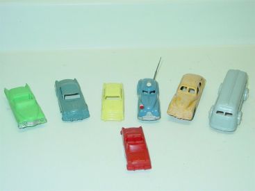 Lot of 7 Vintage Plastic Toy Vehicles, Cars and Bus, Plasticville Main Image