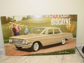 Vintage Original 1961 Chevy Biscayne 4 Door Sedan Showroom Cardstock Poster