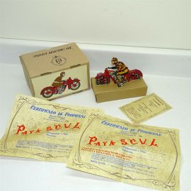 1987 PAYA PH lbi Alicante Wind Up Tin Toy Motorcycle w/Box & COA, Made in Spain