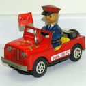 Vintage Daiya Japan Tin Litho Fire Dept Jeep, Battery Operated Toy, Works Main Image