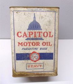 Vintage Atlantic Capitol 2 Gallon Motor Oil Paraffine Base Empty Metal Can