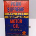 Vintage Penn Supreme Motor Oil 100% Pure Pennsylvania 2 Gallon Metal Can Alternate View 1