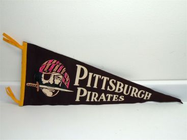 Original 1950s Pittsburgh Pirates Pennant Colorful Pirate w/Knife, 29-1/2" Main Image Original 1950s Pittsburgh Pirates Pennant Colorful Pirate w/Knife, 29-1/2" Main Image