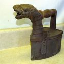 Vintage Cast Sad Iron, Coal, Germany, Dragon Head, Lion, Heavy Piece, Ornate Alternate View 11