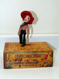 Vintage Tin Mattel Creations Dancing Dude and Music Box, Wind Up Toy, Works