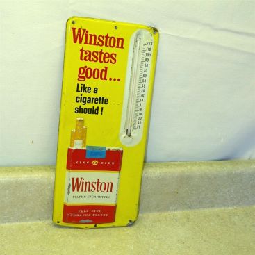Vintage Advertising Thermometer Winston Cigarettes, Tastes Good, Original Main Image