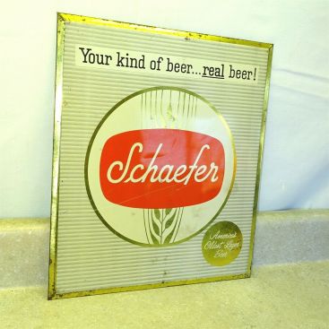 Original Vintage Schaefer Brewing Co. PA, Sign, "real beer" Bar Top Or Hanging Main Image Original Vintage Schaefer Brewing Co. PA, Sign, "real beer" Bar Top Or Hanging Main Image