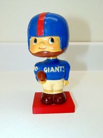 Vintage 1960'S New York Giants Bobble Head - Square Red Wooden Base/Japan