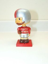 Vintage 1960'S SF Forty Niners Bobble Head -Square Red Wooden Base/Japan