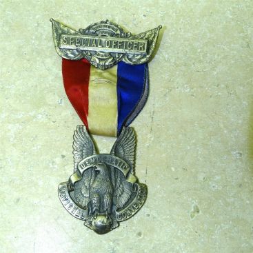 Original 1908 Democratic Convention Special Officer Medal, Pin, Denver Main Image Original 1908 Democratic Convention Special Officer Medal, Pin, Denver Main Image