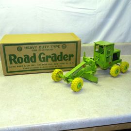 Vintage Marx Lumar Power Road Grader In Box, Pressed Steel, Green