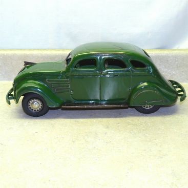 Vintage Cor Cor Toys Sedan Car, Chrysler Airflow, Pressed Steel Toy, Green Main Image