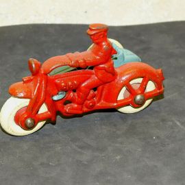 Vintage Cast Hubley U.S.A. Cop Motorcycle, Side Car, Toy, Early, 1724B