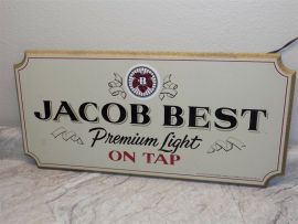 Older 1982 Pabst Brewing Jacob Best Premium Light Wooden Non-Lighted Sign