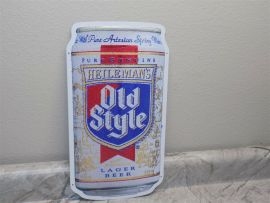 Vintage 1991 Heileman's Old Style Lager Beer Diecut Can Tin Tacker Sign NOS