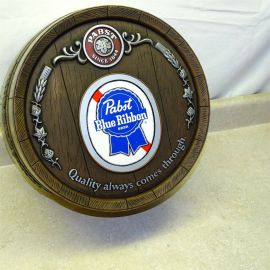 Vintage Pabst Blue Ribbon Beer Barrel Hanging Sign, Pabst Brewing