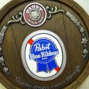 Vintage Pabst Blue Ribbon Beer Barrel Hanging Sign, Pabst Brewing Alternate View 2