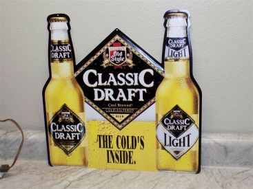 Vintage 1991 Heileman's Old Style Classic Draft Beer Diecut Tin Tacker Sign NOS Main Image