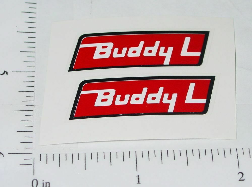 Pair Buddy L Red/Blk Rectangle Stickers Toy Decals Gasoline Alley Toys