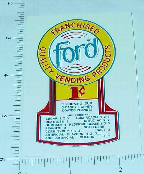 FORD COIN OP WATER SLIDE DECAL # DF 1001 BLANK GUMBALL VENDING 