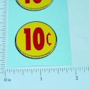 Three (3) Generic 10 Cent Coin Vend Stickers Main Image