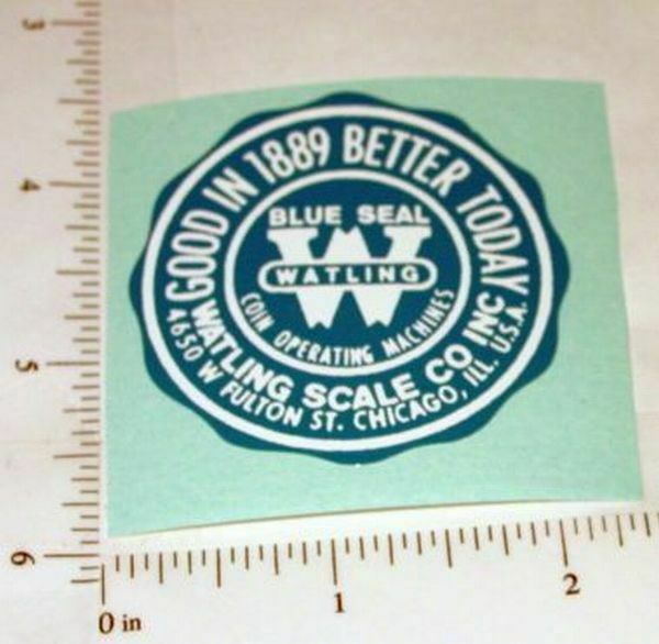 COINOP WATLING SCALE CO SCALE VENDING LOGO WATER SLIDE DECAL # DS 1015 