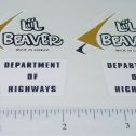 Pair Lil Beaver Dept of Highways Truck Stickers Main Image