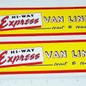 Pair Marx Hiway Express Van Lines Panel Stickers Main Image