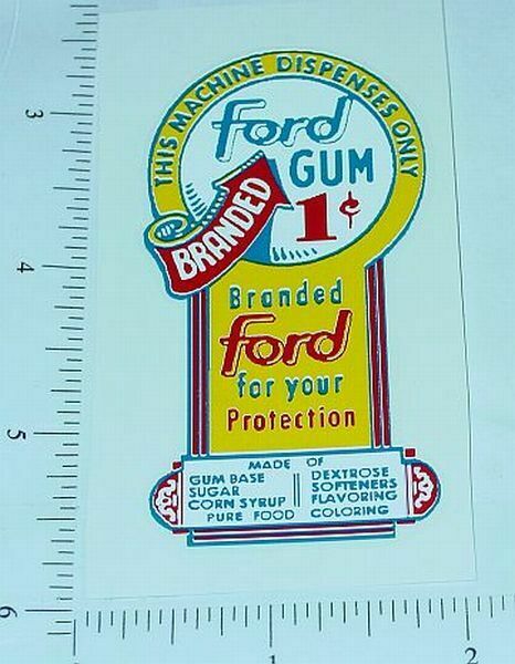FORD GUMBALL COINOP VENDING 10 CENT WATER SLIDE DECAL # DF 1002 