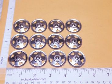 Set of 12 Zinc Plated Tonka Triangle Hole Hubcap Toy Parts Semi Truck Main Image