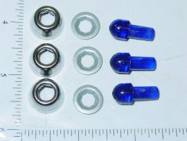 Tonka Set of 3 Replacement Blue Flasher w/Bezel Toy Part
