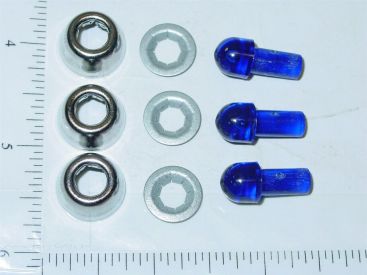 Tonka Set of 3 Replacement Blue Flasher w/Bezel Toy Part Main Image