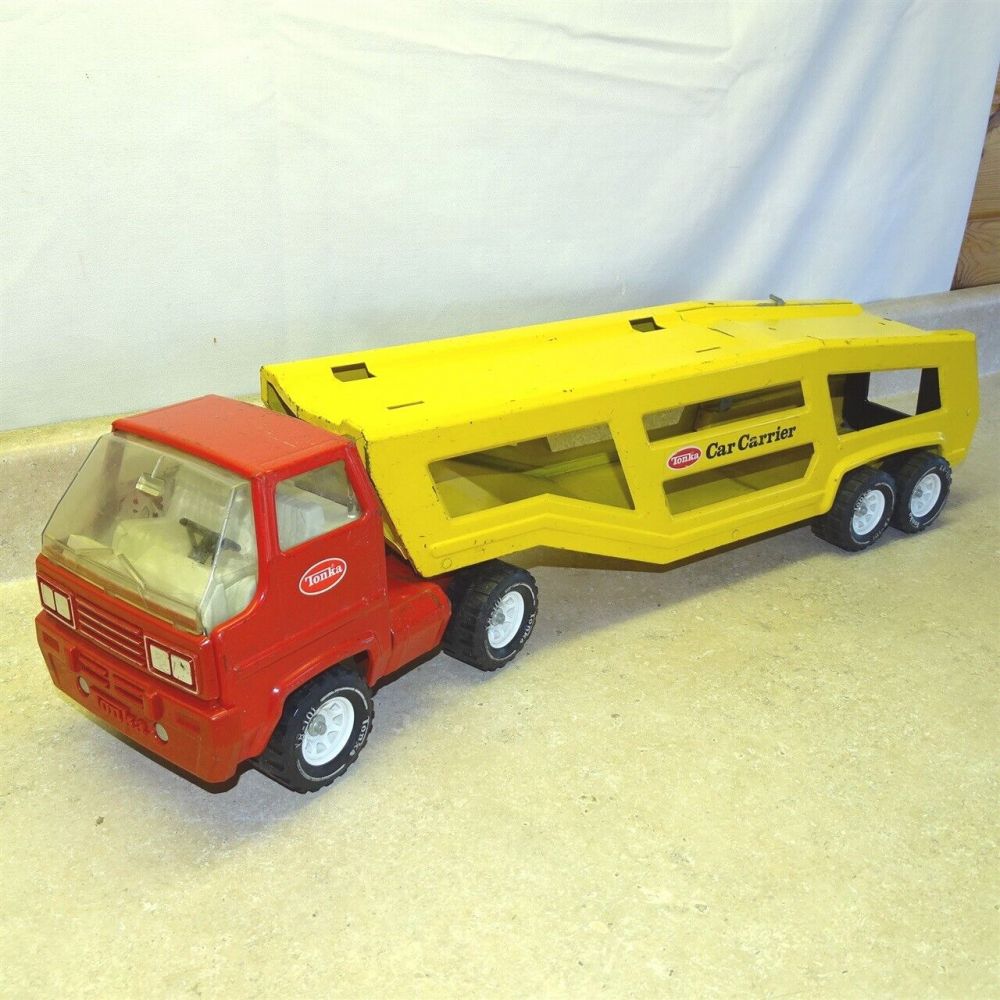 Vintage Tonka Cab Over Car Carrier Semi Truck Pressed Steel Toy