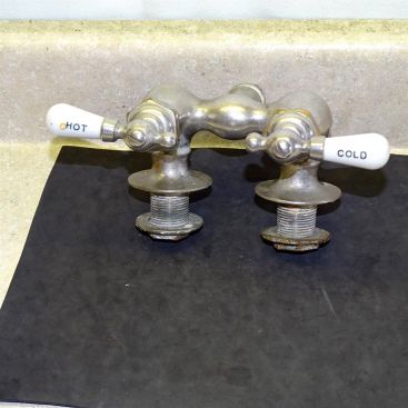 Vintage Central Cleveland Brass Faucet, Porcelain Hot Cold Handles, Claw Tub Main Image Vintage Central Cleveland Brass Faucet, Porcelain Hot Cold Handles, Claw Tub Main Image