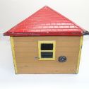 Vintage Metal Garage with Working Fold Up Door-Tan w/ yellow trim and red roof. Alternate View 2