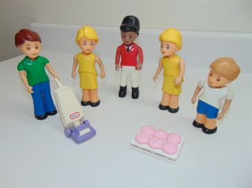 Vintage Little Tikes Figure and Accessory Lot. Some dirt/wear-good shape Main Image