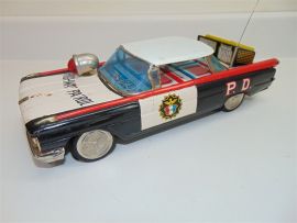 Vintage 1950's Ichiko Tin Litho Toy Friction Car Highway Patrol Police Car 11 in