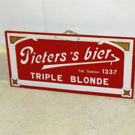 Vintage Pieters's Bier, Beer Sign, Cardboard Velour, Triple Blonde, 12.75"