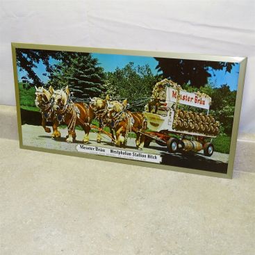 Vintage Meister Brau Beer Sign, Westphalian Stallion Hitch, Peter hand Brewery Main Image Vintage Meister Brau Beer Sign, Westphalian Stallion Hitch, Peter hand Brewery Main Image