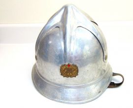 Vintage 1950's Yugoslavian Firefighters Helmet-Aluminum-Red Star-fair
