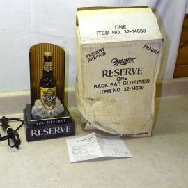 Miller Genuine Reserve Beer Light, Back Bar Glorifier, In Box, Nice!