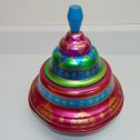 Vintage The Ohio Art Co. Tin Spinner Top Toy-Metallic colors-Fleur d' lis-Works Alternate View 2