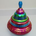 Vintage The Ohio Art Co. Tin Spinner Top Toy-Metallic colors-Fleur d' lis-Works Main Image