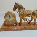 Vintage Cast Horse and Clock shelf/desk Decoration-Clock does not work-Used-Fair Main Image