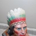 Antique Painted Chalkware Iroquois Cigar Store Indian Bust - Very Nice Condition Alternate View 1