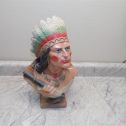 Antique Painted Chalkware Iroquois Cigar Store Indian Bust - Very Nice Condition Main Image
